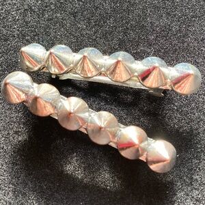 Pair of Silver Cone Spike Hair Barrettes Vintage Y2K Punk Goth